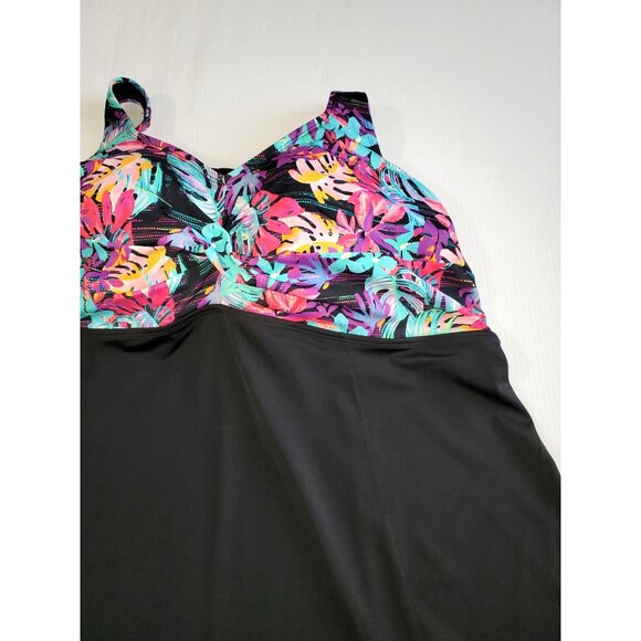 Swimsuits for all Womens One Piece Print Bodice Swimdress Plus Size 28 1351 - Picture 7 of 11